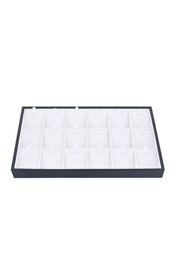 Rectangle PU Leather 18-Grid Pendant Storage Display Tray. Jewelry Organizer with Dividers for Adult Unisex.