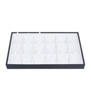 Rectangle PU Leather 18-Grid Pendant Storage Display Tray. Jewelry Organizer with Dividers for Adult Unisex.