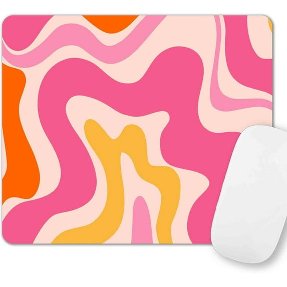 Rectangle Premium Texture Swirl Pattern Orange Mouse Pad Cute Abstract Wave Design for Women NonSlip Rubber Base Ideal for Office Use Pink Modern Desk Accessory 9.5x7.9 inches