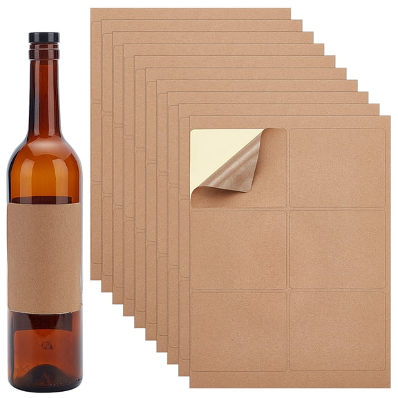 Rectangle Printable Blank Kraft Paper Self Adhesive Stickers Writable Gift Tag Label Stickers for Laser Inkjet Printer Tan