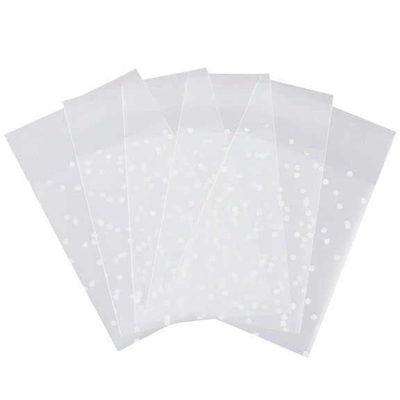 Rectangle Printed OPP Cellophane Bags Top Self Seal Bags for Display Cards Clear Polka Dot 12.9cm bag: 10.2x7.8x0.01cm 50pcs/set OPP Cellophane