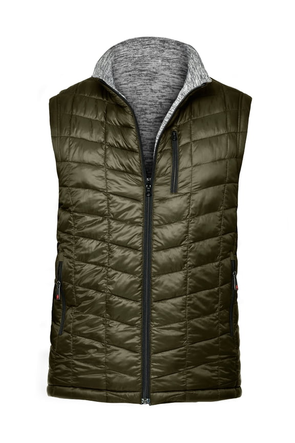 Rectangle Quilted Eco-Mimic-Down Reversible Knit Fleece Vest