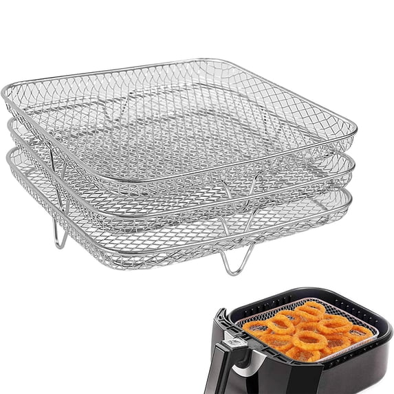 Rectangle Rack Support Drying Rack Stacker Trays, Air Fryer Accessories Three Layer Stackable Rack Toast Rack, for Meats Fruits