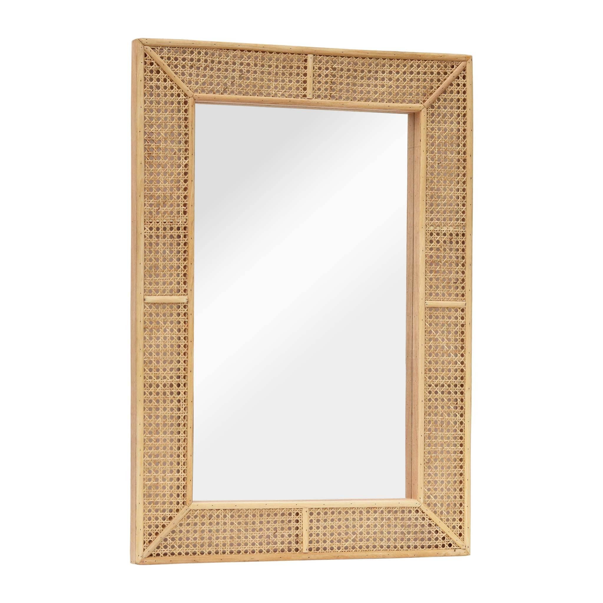 Natural Rattan Rectangular Wall Mirror with MDF Frame