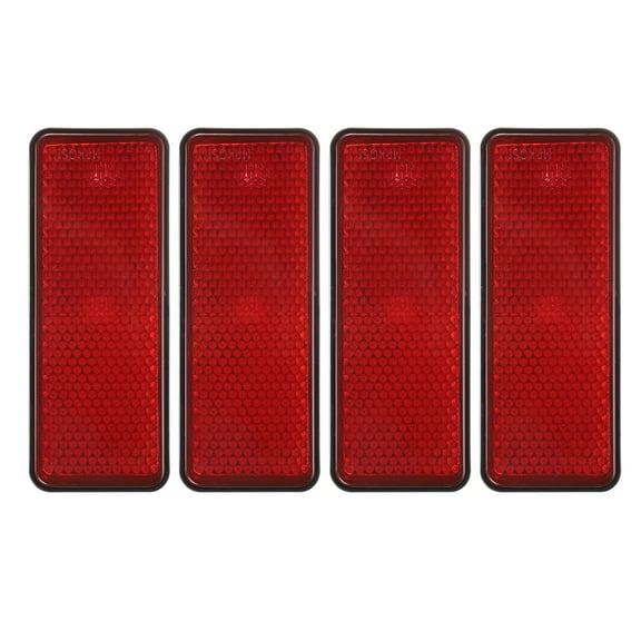 Rectangle Rear Reflectors, 4 Pcs Safety Reflective Warning Reflector Plastic Universal Motorcycle Reflector with M5 Screw Mount for Car Motorcycle Trailer Bike Bicycles Dirt, Red