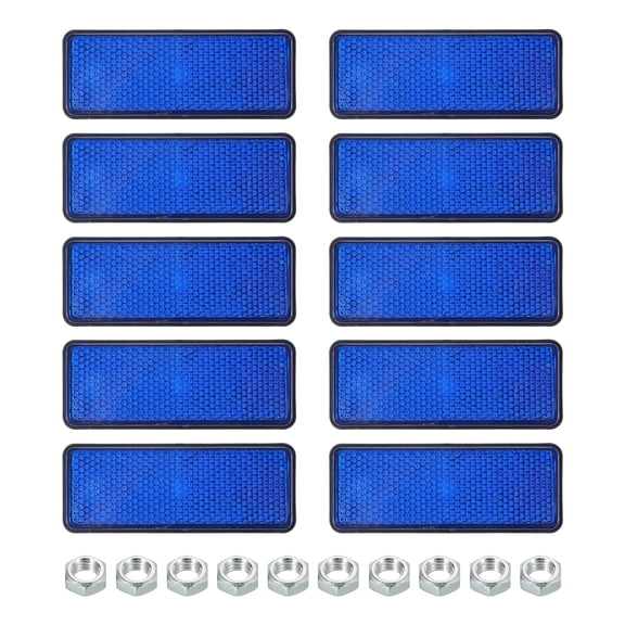 10 Pcs Rectangle Rear Reflectors, Safety Reflective Warning Reflector Blue