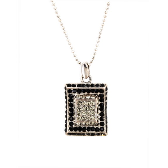 Rectangle Rhinestones Necklace - Black – NE-P1066BK