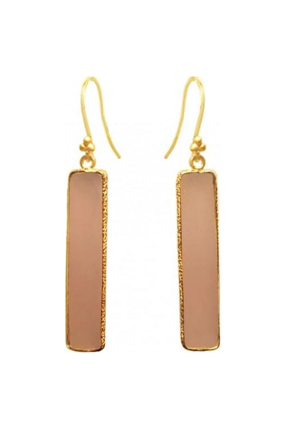 Rectangle Rose Quartz Earring