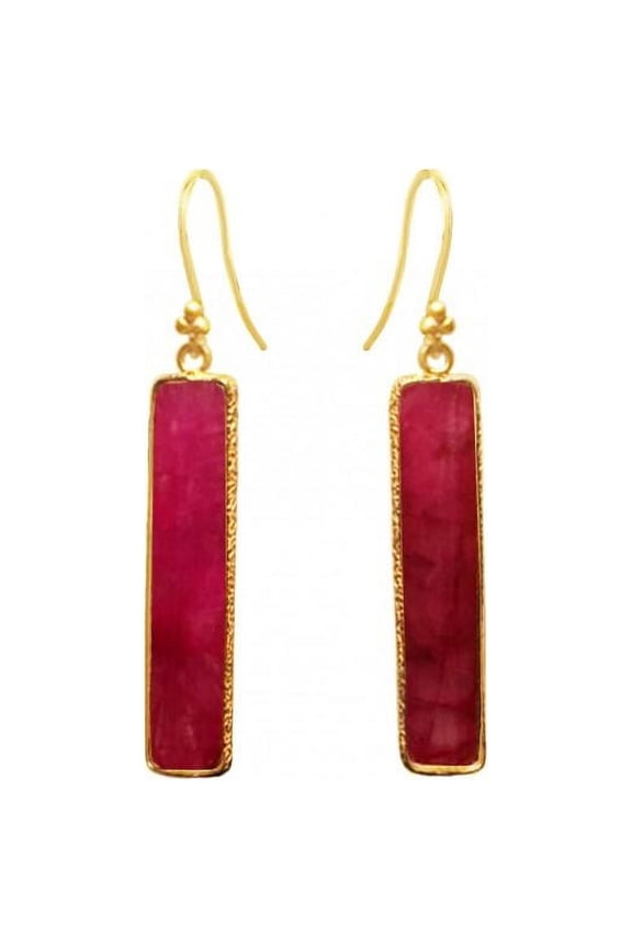 Rectangle Ruby Earring
