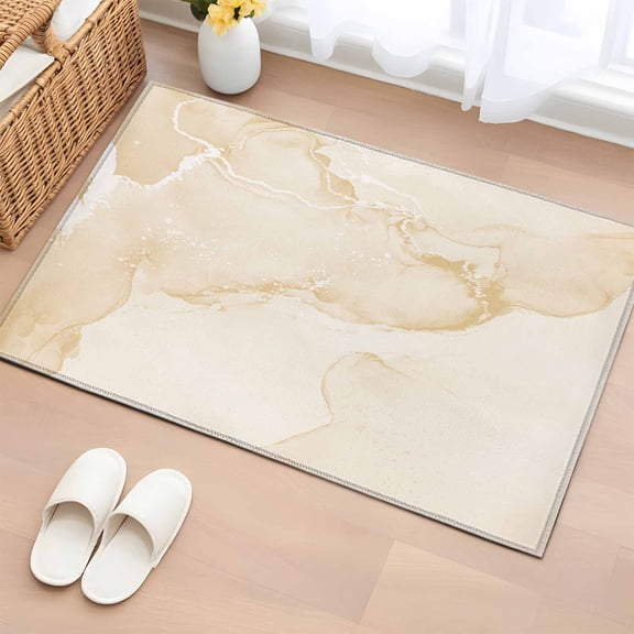 Rectangle Rug 2x3Ft Abstract Cream White Marble Texture Soft Indoor Throw Rugs Carpets for Living Dining Bedroom Kids Room Non-Slip Playroom Crawl Rug Floor Mats Watercolor Fluid Art