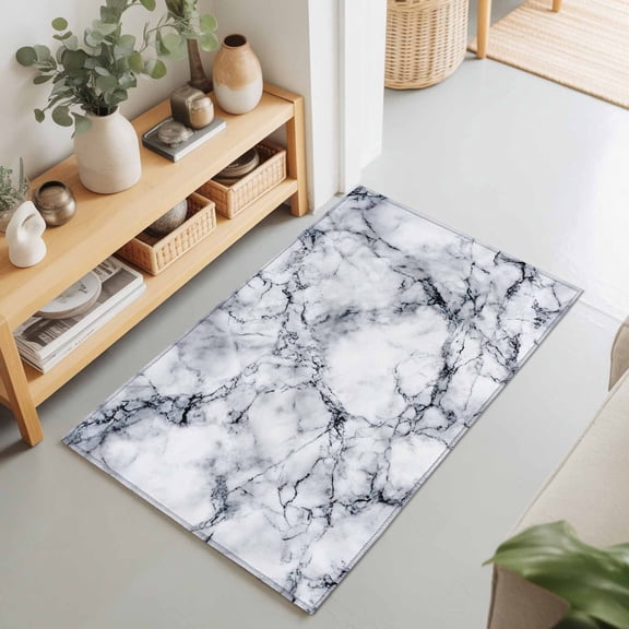 Rectangle Rug 2x3Ft Abstract Marble Stone Texture Soft Indoor Throw Rugs Carpets for Living Dining Bedroom Non-Slip Playroom Crawl Rug Floor Mats Natural Crack Gray Rock