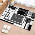 thumbnail image 1 of Rectangle Rug 2x3Ft Geometric Grey Black Abstract Art Soft Indoor Throw Rugs Carpets for Living Dining Bedroom Kids Room Non-Slip Playroom Crawl Rug Floor Mats Modern Line Block, 1 of 9