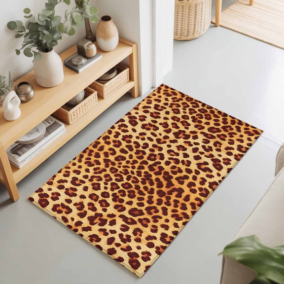 Rectangle Rug 2x3Ft Leopard Print Animal Skin Texture Soft Indoor Throw Rugs Carpets for Living Dining Bedroom Non-Slip Playroom Crawl Rug Floor Mats Wild Style