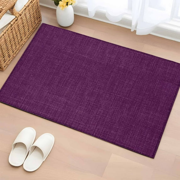 Rectangle Rug 2x3Ft Retro Dark Purple Linen Bottom Soft Indoor Throw Rugs Carpets for Living Dining Bedroom Kids Room Non-Slip Playroom Crawl Rug Floor Mats Farmhouse Flax Texture