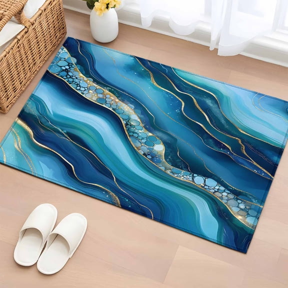Rectangle Rug 2x3ft Area Rug,Cartoon Marble Texture Wave Bubble Area Rugs for Living Room Bedroom,Abstract Gradient Art Floor Mat Non-Slip Non-Shedding Carpet Indoor Accent Rugs