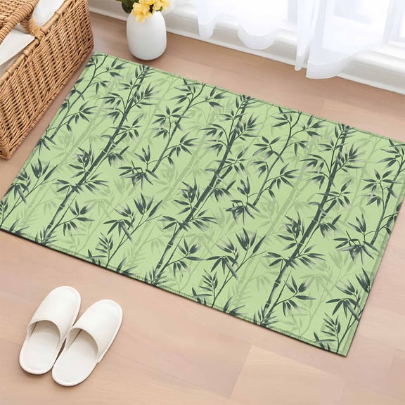 Rectangle Rug 2x3ft Area Rug,Chinese Forest Plant Sketch Area Rugs for Living Room Bedroom,Botanical Leaves on Green Floor Mat Non-Slip Non-Shedding Carpet Indoor Accent Rugs