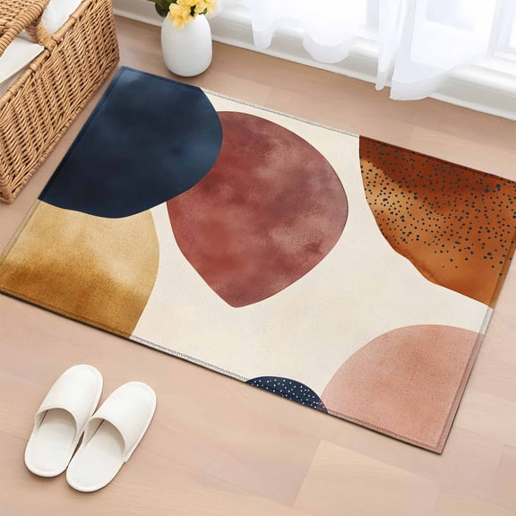 Rectangle Rug 2x3ft Area Rug,Color Block Terracotta Aesthetic Area Rugs for Living Room Bedroom,Minimalist Abstract Geometric Floor Mat Non-Slip Non-Shedding Carpet Indoor Accent Rugs