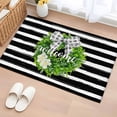 thumbnail image 1 of Rectangle Rug 2x3ft Area Rug,Farmhouse Green Wreath Flower Area Rugs for Living Room Bedroom,Checkered Bow Black Stripe Floor Mat Non-Slip Non-Shedding Carpet Indoor Accent Rugs, 1 of 9