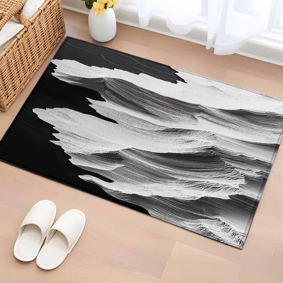 Rectangle Rug 2x3ft Area Rug, Impressionist Art Abstract Hill Scene Area Rugs for Living Room Bedroom, Massif Monochrome Art Floor Mat Non-Slip Non-Shedding Carpet Indoor Accent Rugs