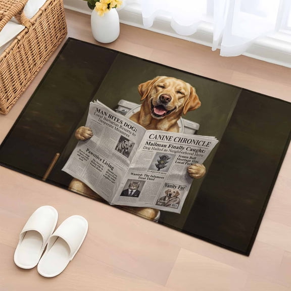 Rectangle Rug 2x3ft Area Rug, Labrador Toilet Reading Newspaper Area Rugs for Living Room Bedroom, Abstract Dog Art Floor Mat Non-Shedding Non-Slip Carpet Indoor Accent Rugs
