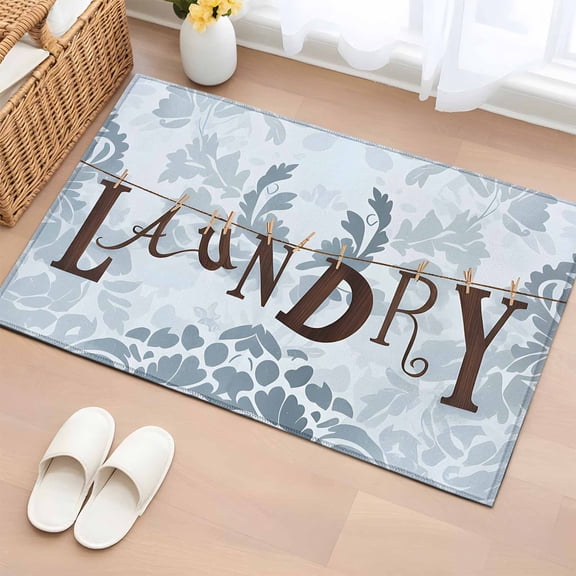 Rectangle Rug 2x3ft Area Rug,Laundry Room Abstract Leaf Area Rugs for Living Room Bedroom,Sketch Leaves Art Floor Mat Non-Slip Non-Shedding Carpet Indoor Accent Rugs