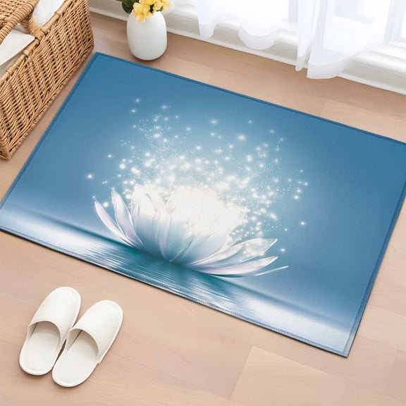 Rectangle Rug 2x3ft Area Rug,Meditation Lotus Flower Area Rugs for Living Room Bedroom,Asian Zen Spiritual Floor Mat Non-Slip Non-Shedding Carpet Indoor Accent Rugs