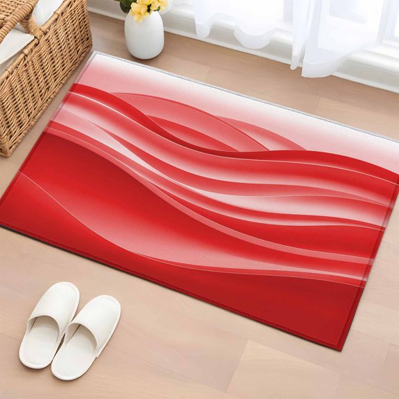 Rectangle Rug 2x3ft Area Rug, Modern Abstract Ocean Waves Lines Area Rugs for Living Room Bedroom, Gradient Red Floor Mat Non-Slip Non-Shedding Carpet Indoor Accent Rugs