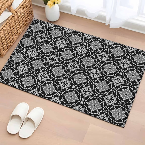 Rectangle Rug 2x3ft Area Rug, Moroccan Classical Rhombus Pattern Area Rugs for Living Room Bedroom, Kaleidoscope Abstract Art Floor Mat Non-Slip Non-Shedding Carpet Indoor Accent Rugs