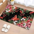 thumbnail image 1 of Rectangle Rug 2x3ft Area Rug, Red Bird Poinsettia Berry Leaf Area Rugs for Living Room Bedroom, Christmas Plant on Black Floor Mat Non-Slip Non-Shedding Carpet Indoor Accent Rugs, 1 of 9