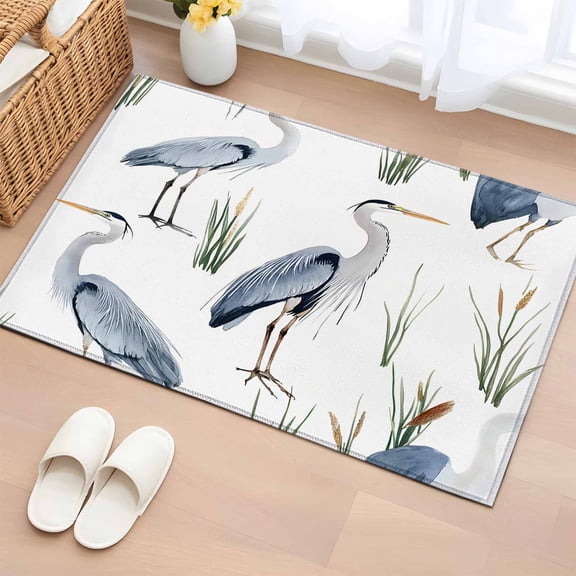 Rectangle Rug 2x3ft Area Rug,Sea Bird Seabird Heron on White Area Rugs for Living Room Bedroom,Long-beaked Heron Floor Mat Non-Slip Non-Shedding Carpet Indoor Accent Rugs
