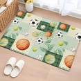 thumbnail image 1 of Rectangle Rug 2x3ft Area Rug, Sports Balls Basketball Football Area Rugs for Living Room Bedroom, Green Plaid Patchwork Floor Mat Non-Shedding Non-Slip Carpet Indoor Accent Rugs, 1 of 9