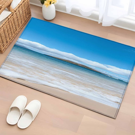 Rectangle Rug 2x3ft Area Rug, Summer Seaside Beach Clouds Ocean Area Rugs for Living Room Bedroom, Modern Style Floor Mat Non-Slip Non-Shedding Carpet Indoor Accent Rugs