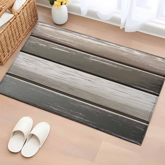 Rectangle Rug 2x3ft Area Rug, Vintage Antique Wood Board Area Rugs for Living Room Bedroom, Farmhouse Dark Grey Board Floor Mat Non-Slip Non-Shedding Carpet Indoor Accent Rugs