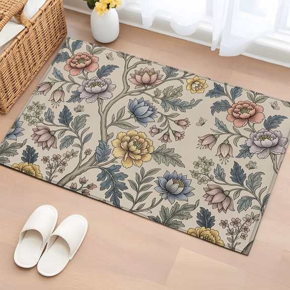 Area Rug Rustic Pine Cones Leaves on Beige Rectangle Area Rugs Washable Rug for Living Room Bedroom Dining Room, Farmhouse Plants Soft Non-slip Floor Carpet 2x3ft