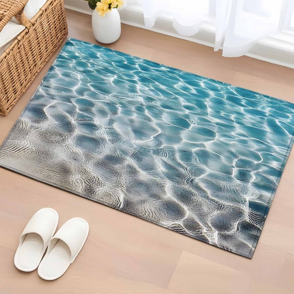 Rectangle Rug 2x3ft Area Rug,Water Ripple Seaside Beach Area Rugs for Living Room Bedroom,Summer Ocean Theme Floor Mat Non-Slip Non-Shedding Carpet Indoor Accent Rugs