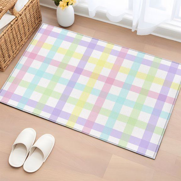 Rectangle Rug 2x3ft Area Rug, Watercolor Blue Green Purple Striped Area Rugs for Living Room Bedroom, Geometric Graphics Floor Mat Non-Slip Non-Shedding Carpet Indoor Accent Rugs