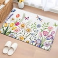 thumbnail image 1 of Rectangle Rug 2x3ft Area Rug, Watercolor Flower Leaves Butterflies Area Rugs for Living Room Bedroom, Tulips Floral Floor Mat Non-Slip Non-Shedding Carpet Indoor Accent Rugs, 1 of 9