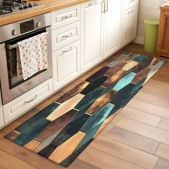 Rectangle Rug 2x6Ft Abstract Geometric Colorful Moroccan Soft Indoor Throw Rugs Carpets for Living Dining Bedroom Kids Room Non-Slip Playroom Crawl Rug Floor Mats Vintage Hexagon Collage Art