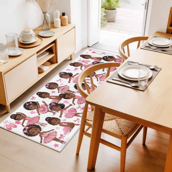 Rectangle Rug 2x6Ft Cartoon Children Ballet Dance Soft Indoor Throw Rugs Carpets for Living Dining Bedroom Non-Slip Playroom Crawl Rug Floor Mats Pink Butterflies Ballet Shoes