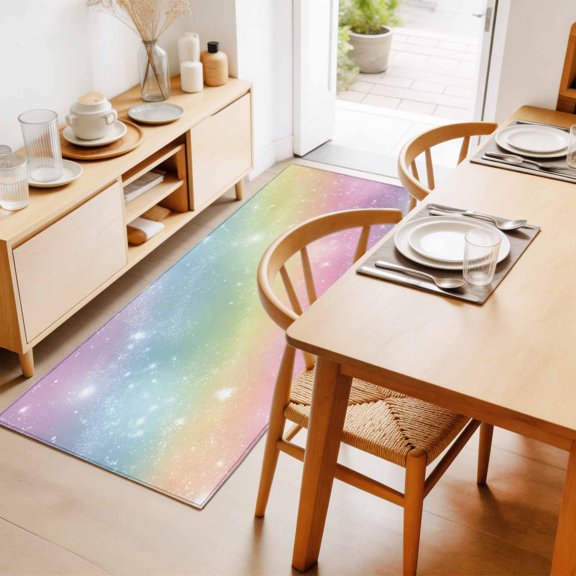 Rectangle Rug 2x6Ft Fantasy Rainbow Gradient Color Soft Indoor Throw Rugs Carpets for Living Dining Bedroom Non-Slip Playroom Crawl Rug Floor Mats Abstract Colorful Starry Sky