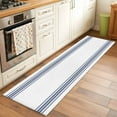 thumbnail image 1 of Rectangle Rug 2x6Ft, Farm Blue Stripes Line Soft Non-Slip Washable Felt Carpet Pad, White Area Rugs for Living Room Bedroom Kids Room, 1 of 9