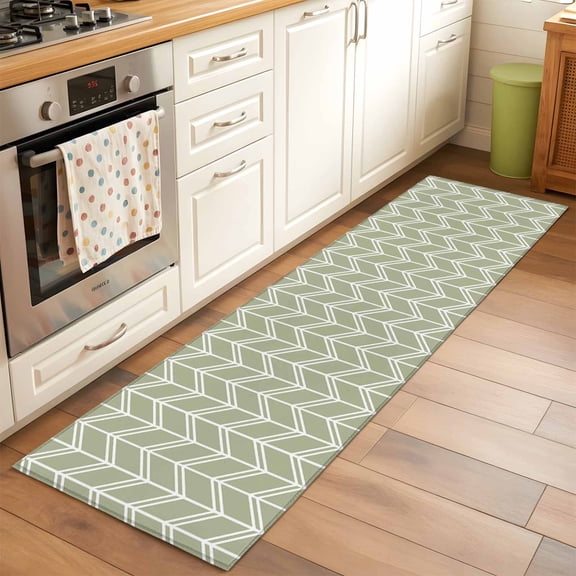 Rectangle Rug 2x6Ft Herringbone Texture on Sage Green Soft Indoor Throw Rugs Carpets for Living Dining Bedroom Kids Room Non-Slip Playroom Crawl Rug Floor Mats Minimalist Geometric Art