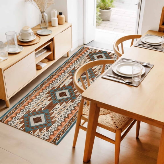 Rectangle Rug 2x6Ft Southwestern Ethnic Geometric Art Soft Indoor Throw Rugs Carpets for Living Dining Bedroom Non-Slip Playroom Crawl Rug Floor Mats Rustic Tribal Native Arrows