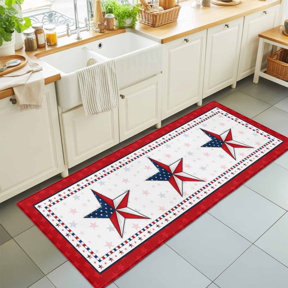 Kitchen Runner Rug Christmas Deer Tree Snowflake Runner Rugs for Bedroom Hallway Entryway Stair, Winter Forest Animal Snowfall Area Rug Non-slip Washable Floor Carpet 2x6ft