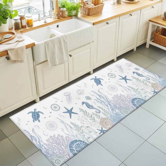 Kitchen Runner Rug Ethnic Wind Flowers Patterns Runner Rugs for Bedroom Hallway Entryway Stair, Vintage Bohemian Art Area Rug Non-slip Washable Floor Carpet 2x6ft