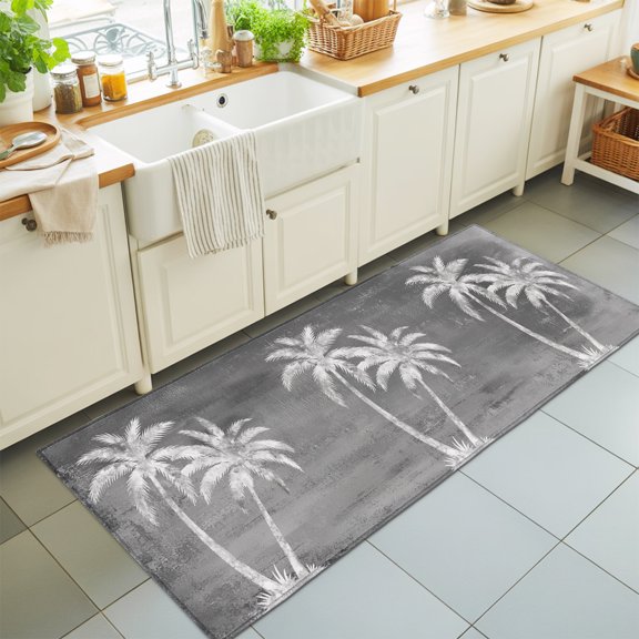 Kitchen Runner Rug Rustic Mountain Trees Camper Sketch Runner Rugs for Bedroom Hallway Entryway Stair, Home Quote on Wood Grain Area Rug Non-slip Washable Floor Carpet 2x6ft