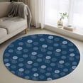 thumbnail image 1 of Rectangle Rug 3ft Area Rug, Abstract Flower on Navy Blue Area Rugs for Living Room Bedroom, Japanese Daisy Floral Floor Mat Non-Slip Non-Shedding Carpet Indoor Accent Rugs, 1 of 9