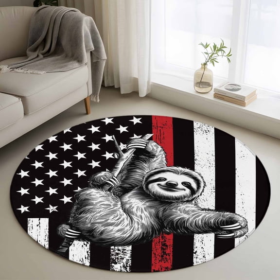 Rectangle Rug 3ft Area Rug, Patriotic Stars and Stripes Koala Area Rugs for Living Room Bedroom, USA Flag Red Line Animal Floor Mat Non-Slip Non-Shedding Carpet Indoor Accent Rugs