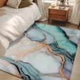 thumbnail image 1 of Rectangle Rug 3x5Ft Teal Blue Gradient Marble Soft Indoor Throw Rugs Carpets for Living Dining Bedroom Kids Room Non-Slip Playroom Crawl Rug Floor Mats Turquoise Abstract Stripes Art, 1 of 9