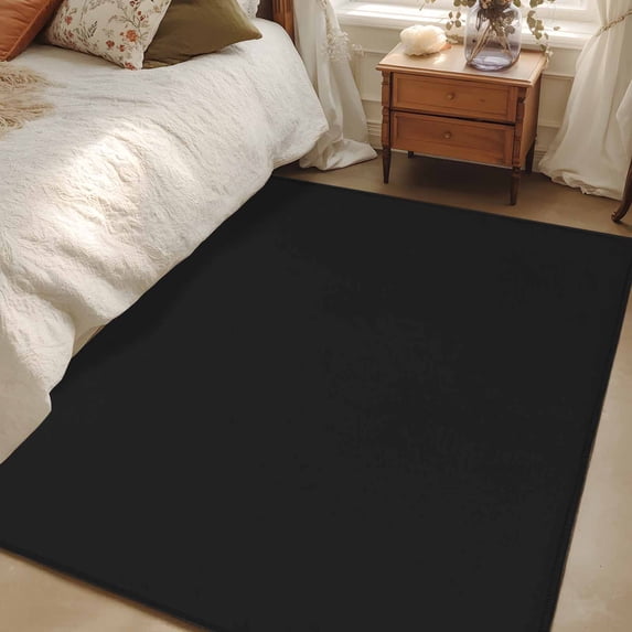 Rectangle Rug 3x5ft Area Rug, Deep Grey Pure Color Area Rugs for Living Room Bedroom, Minimalist Style Gray Floor Mat Non-Slip Non-Shedding Carpet Indoor Accent Rugs